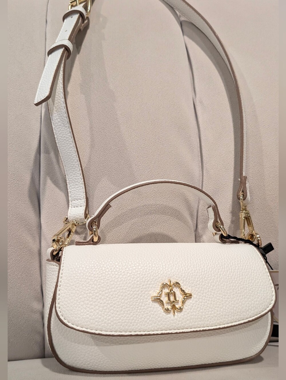 🍒 NWT Nanette Lepore Top Handle Mini Bag Ivory Gold Tone Floral Twilly